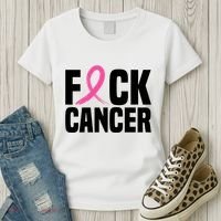 Fuck Cancer Breast Cancer Awareness Gift Retro Distressed Women's T-Shirt thumb 3