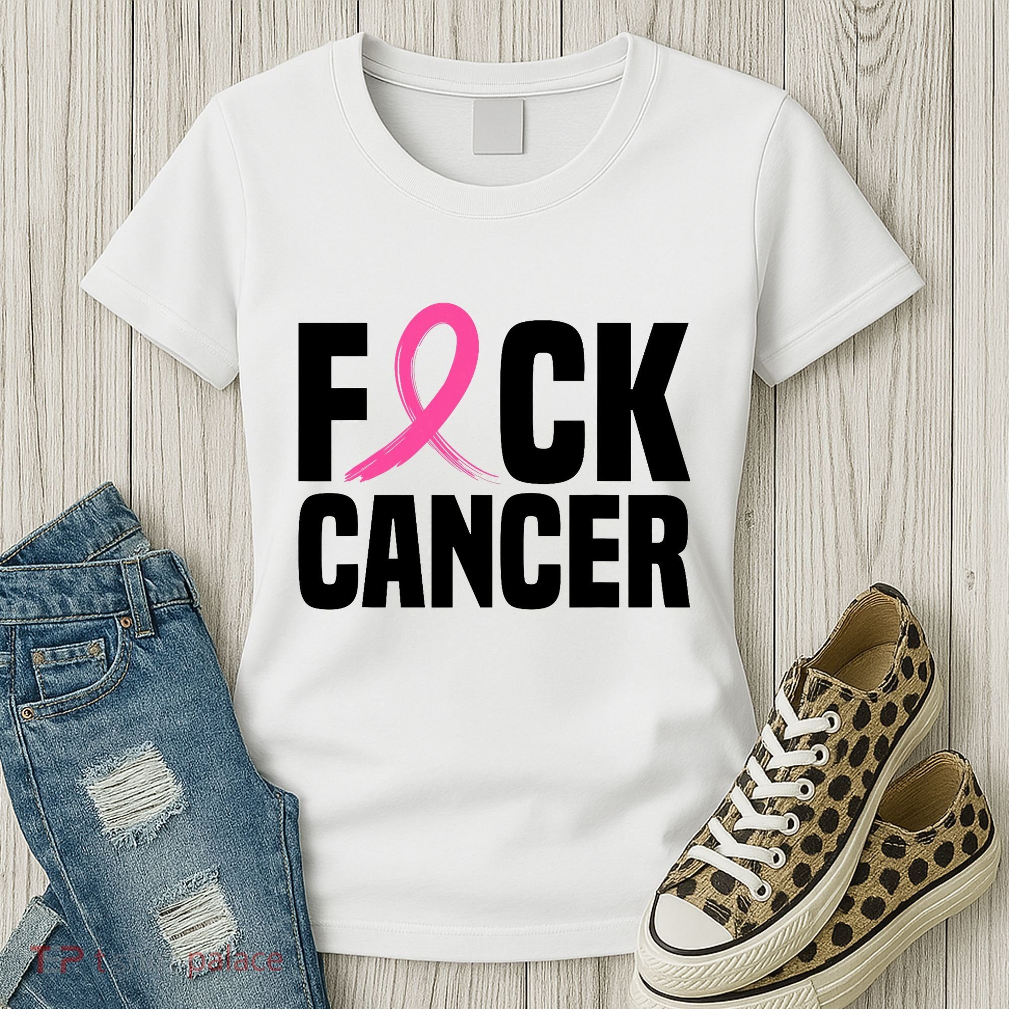 Fuck Cancer Breast Cancer Awareness Gift Retro Distressed Women's T-Shirt