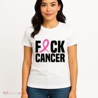Fuck Cancer Breast Cancer Awareness Gift Retro Distressed Women's T-Shirt thumb 4