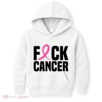 Fuck Cancer Breast Cancer Awareness Gift Retro Distressed Kids Hoodie thumb 0