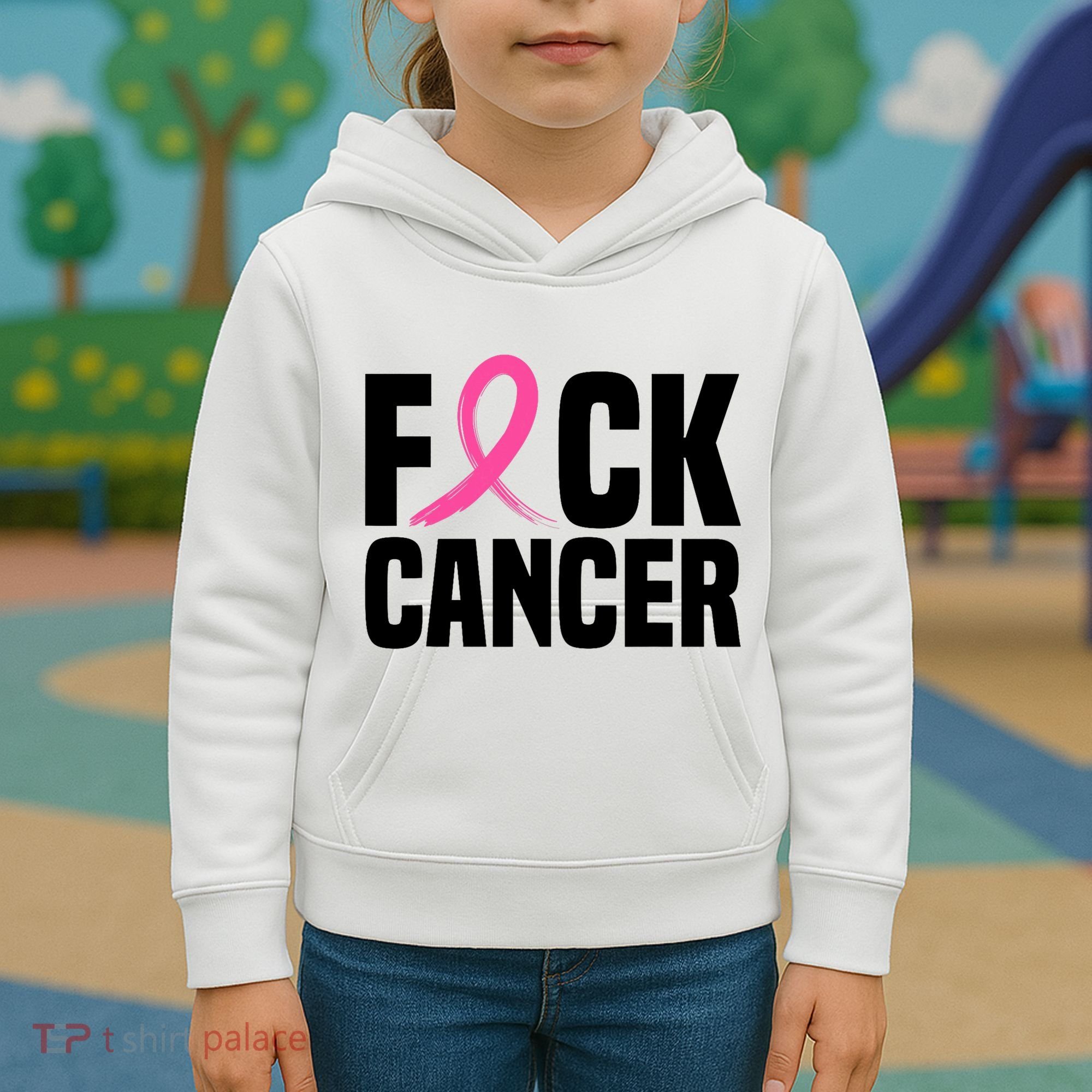 Fuck Cancer Breast Cancer Awareness Gift Retro Distressed Kids Hoodie