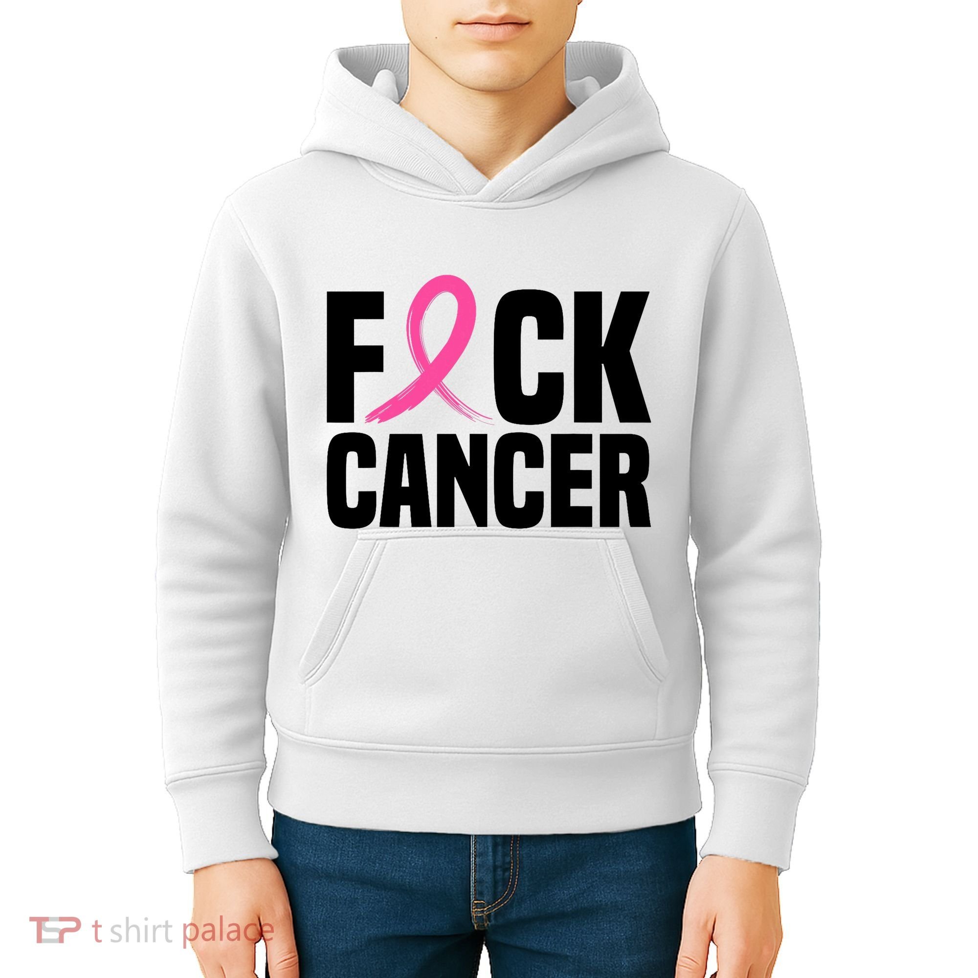 Fuck Cancer Breast Cancer Awareness Gift Retro Distressed Kids Hoodie