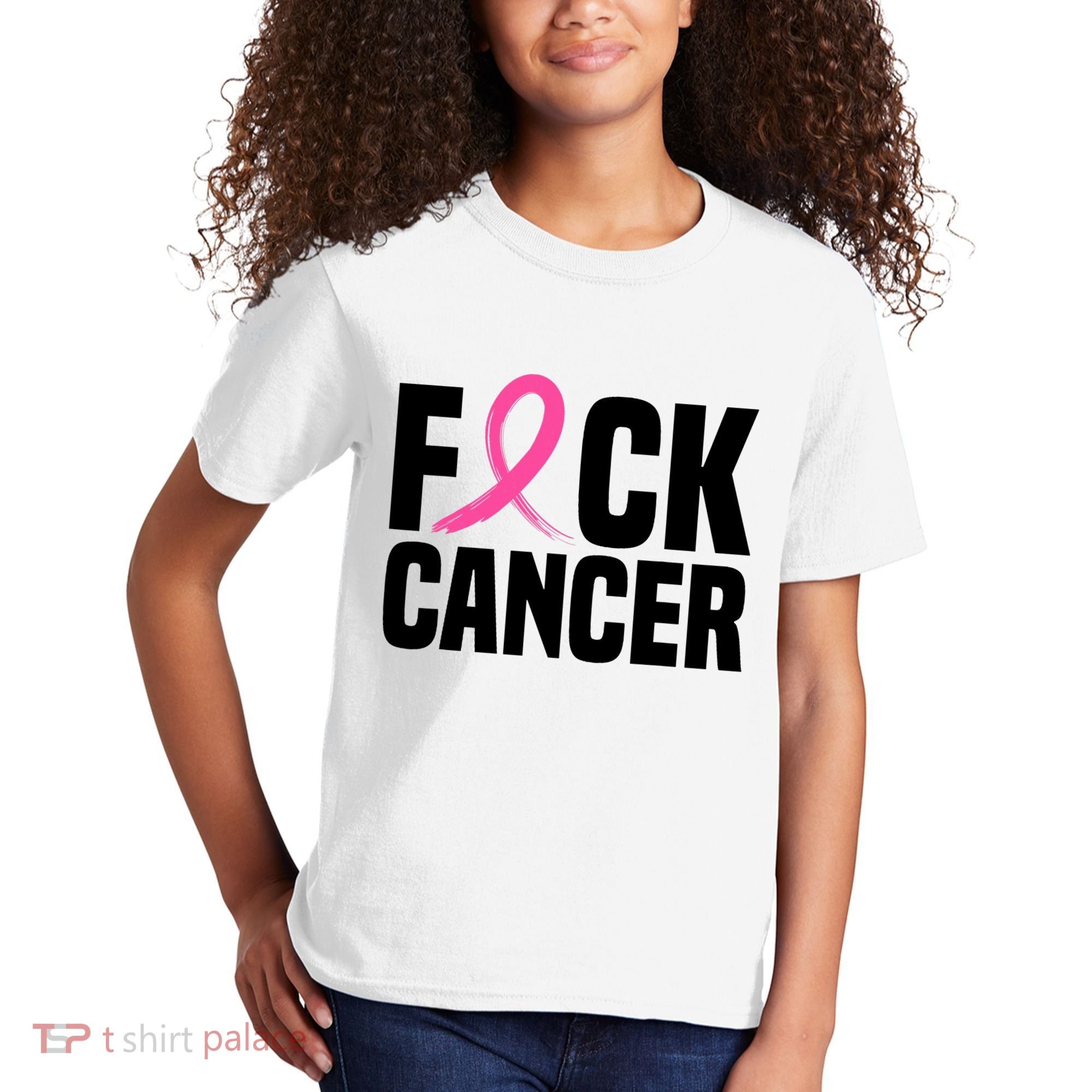 Fuck Cancer Breast Cancer Awareness Gift Retro Distressed Kids T-Shirt
