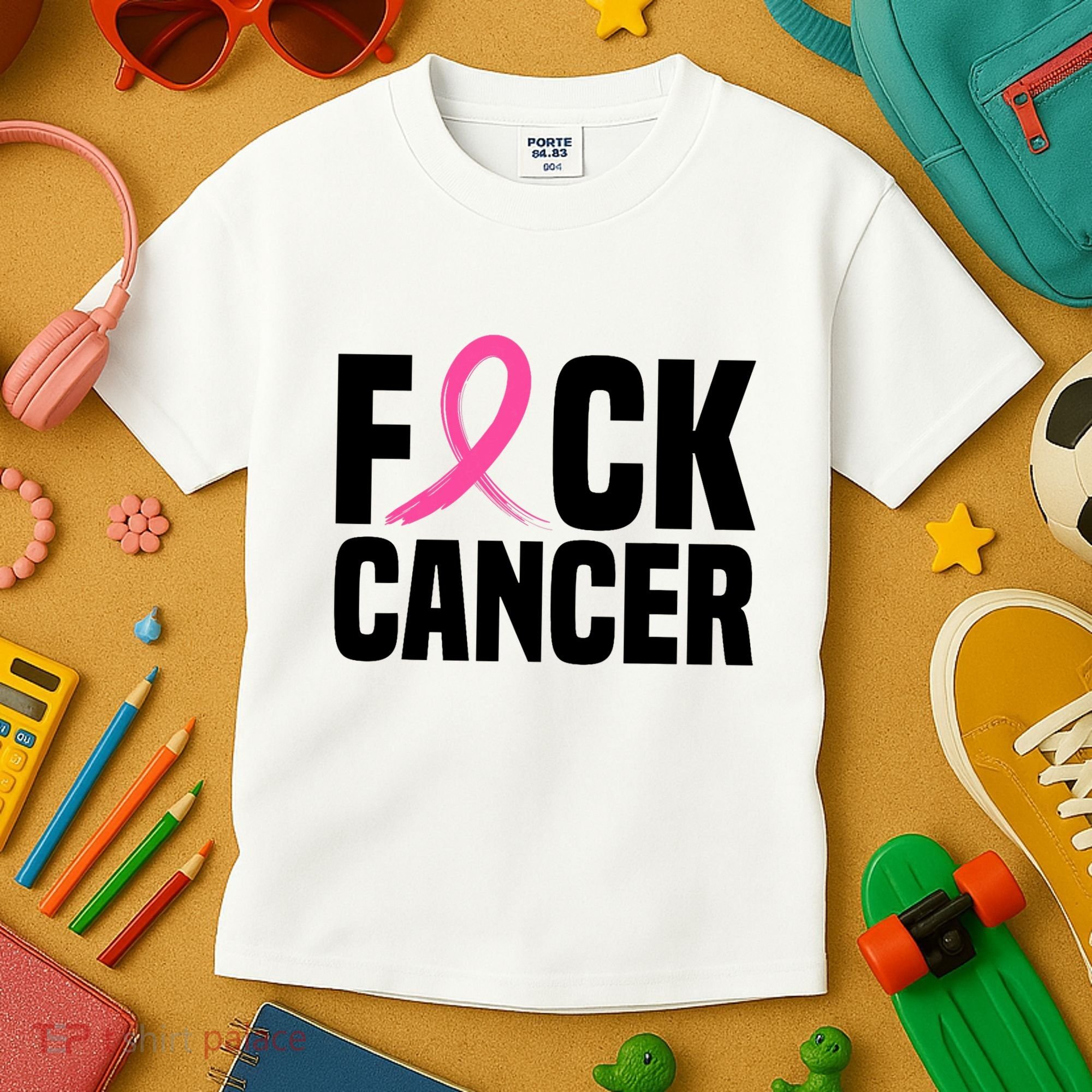 Fuck Cancer Breast Cancer Awareness Gift Retro Distressed Kids T-Shirt