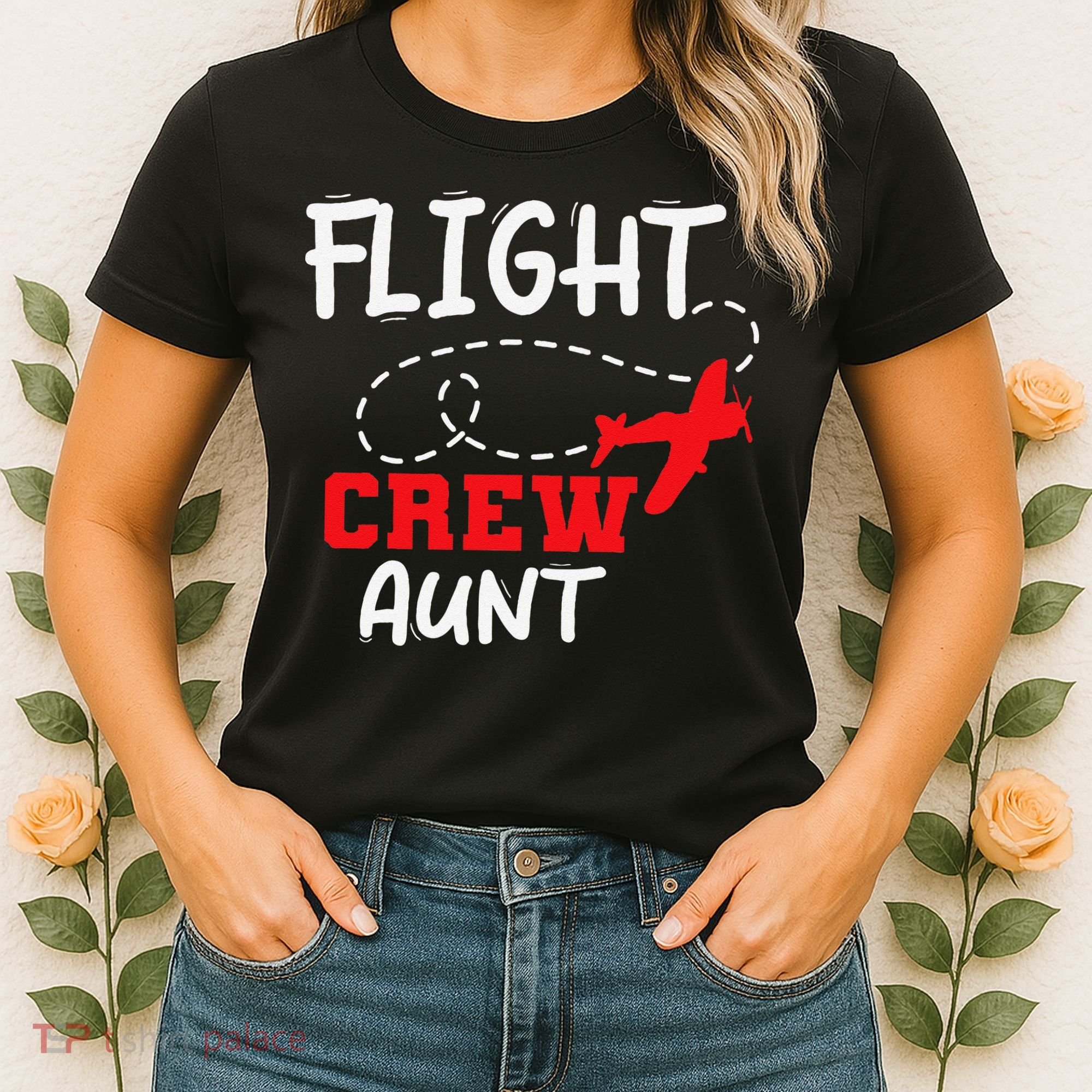Flight Crew Birthday Aunt Airplane Matching Family Women's T-Shirt