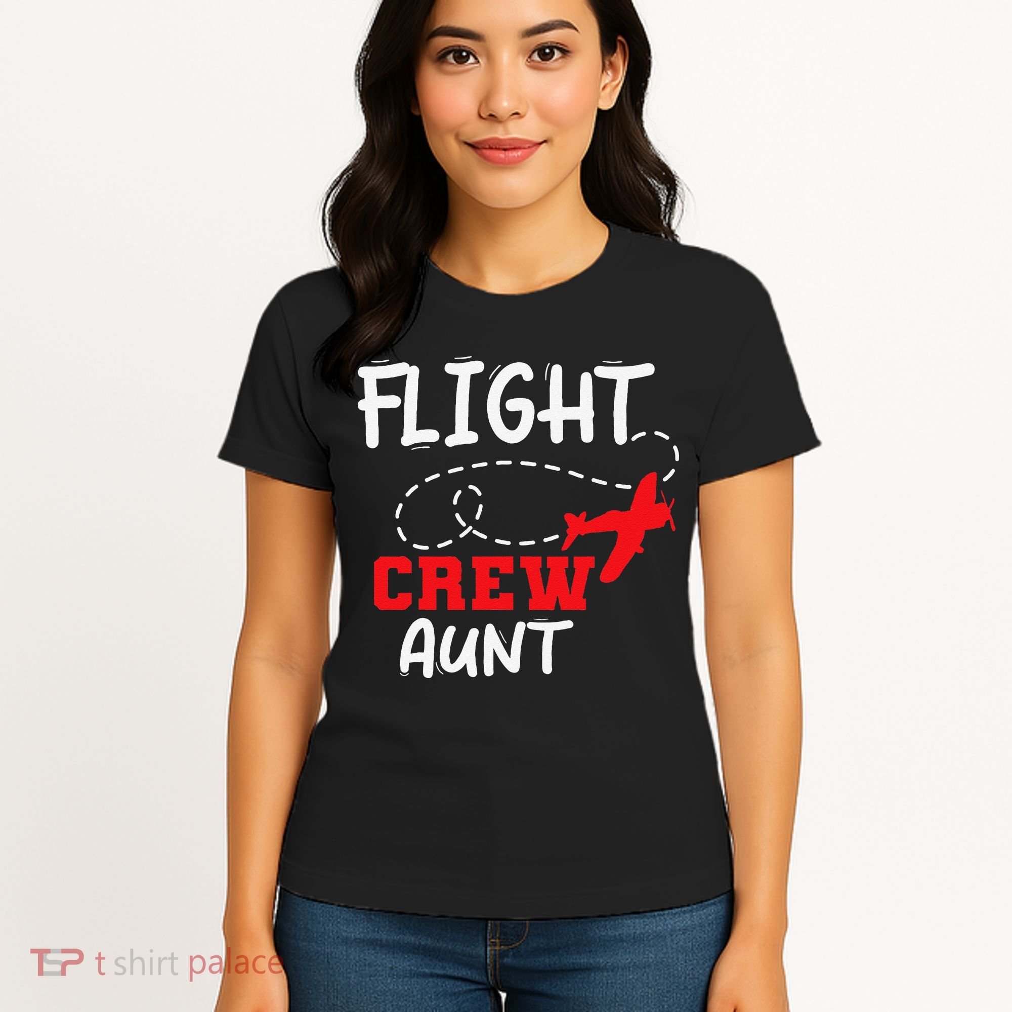 Flight Crew Birthday Aunt Airplane Matching Family Women's T-Shirt
