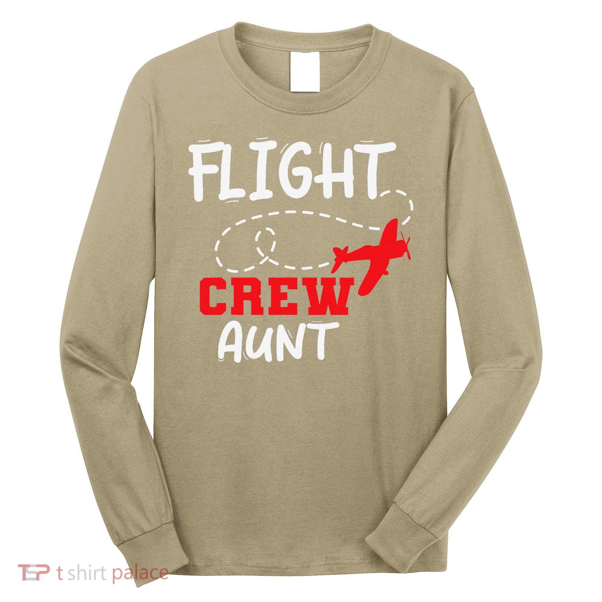 Flight Crew Birthday Aunt Airplane Matching Family Long Sleeve Shirt