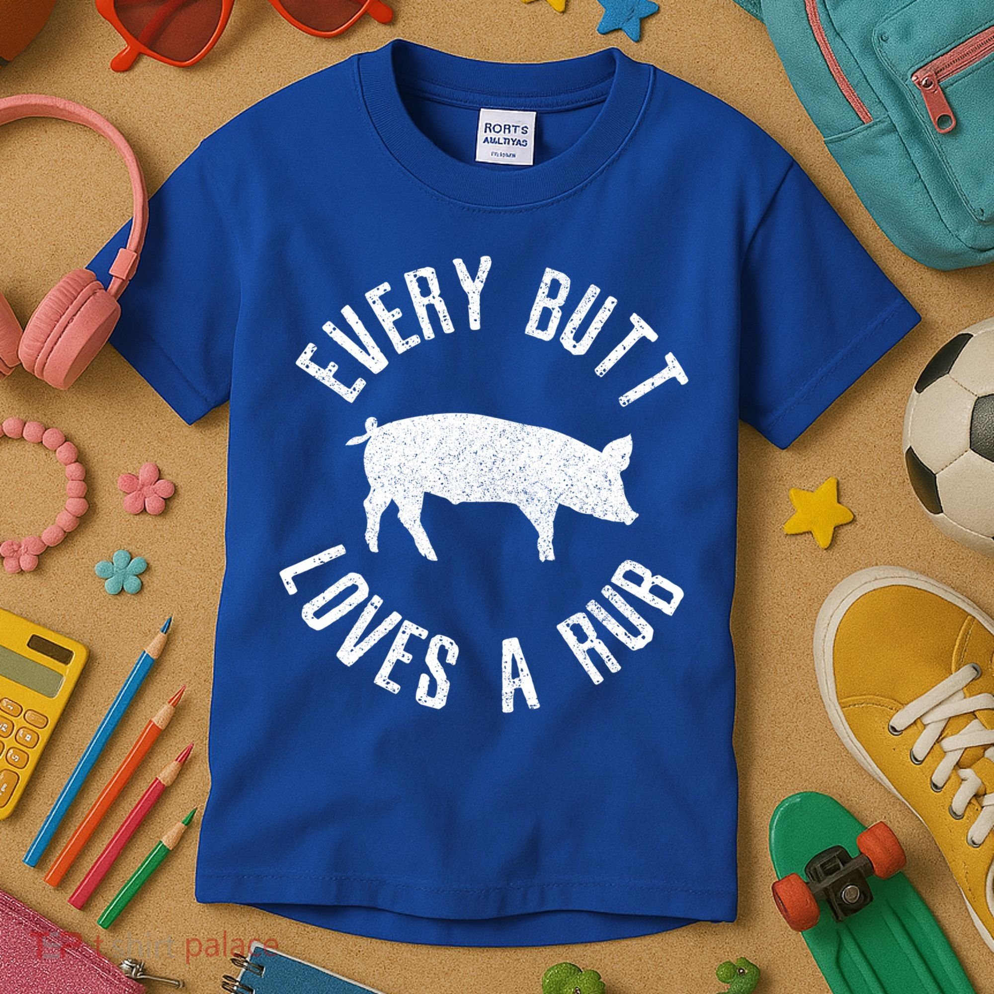 Funny Chef Bbq Grilling Smoking Every But Loves A Rub Gift Cute Gift Kids T-Shirt