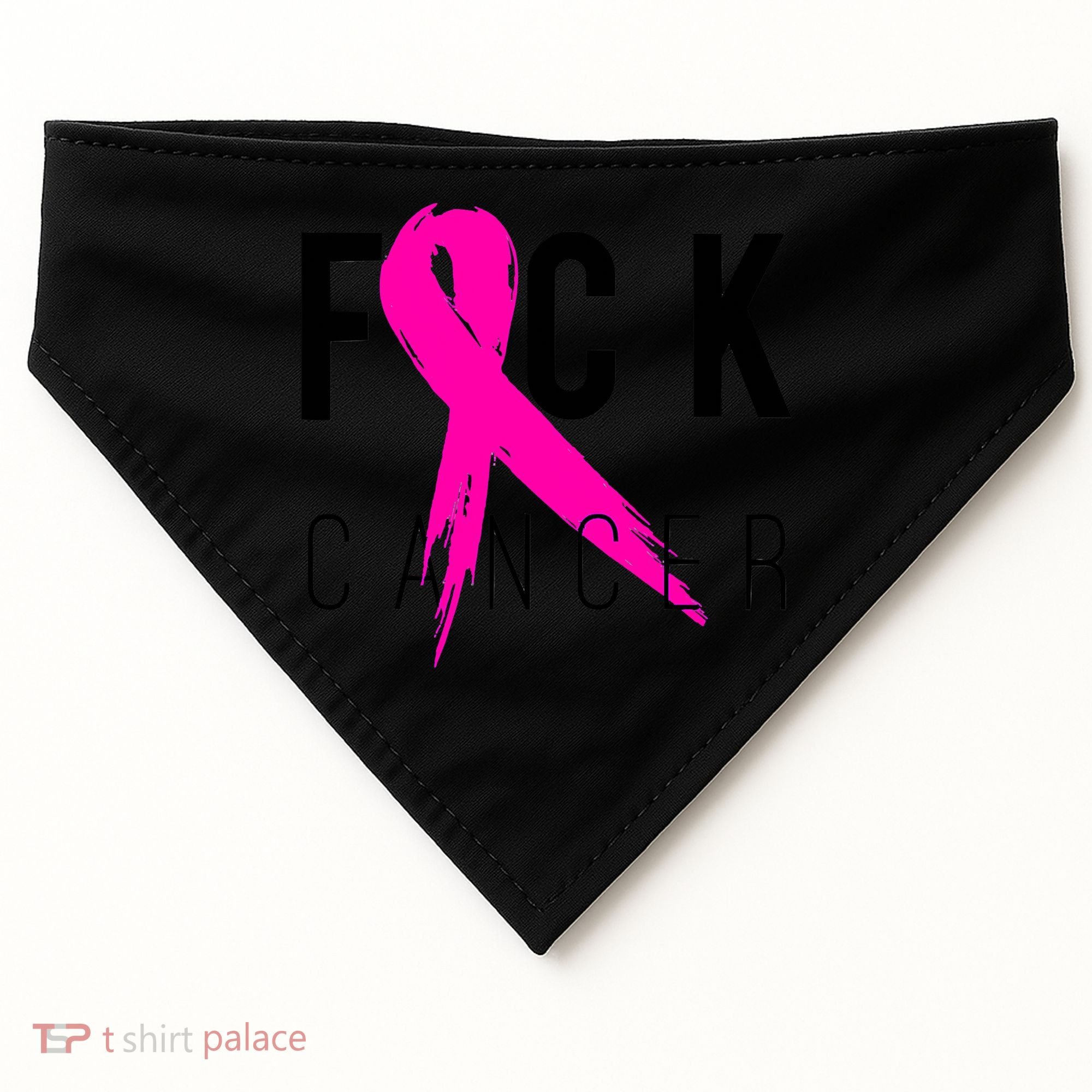 Fuck Cancer Breast Cancer Awareness Retro Distressed USA-Made Doggie Bandana