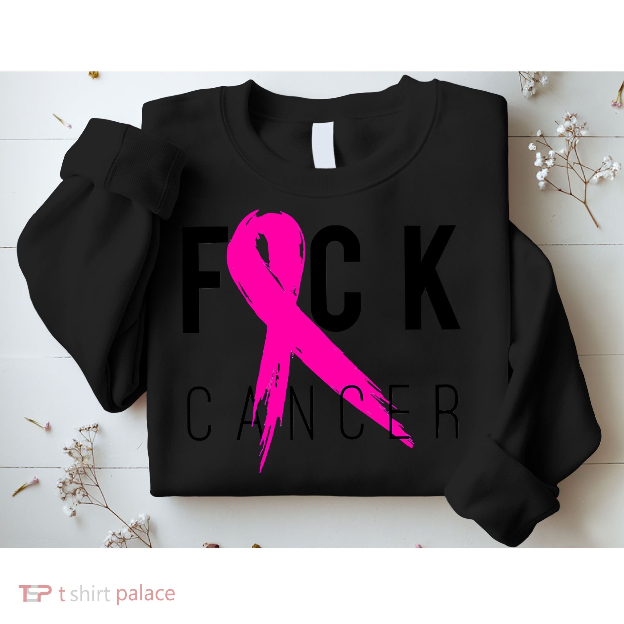 Fuck Cancer Breast Cancer Awareness Retro Distressed Sweatshirt