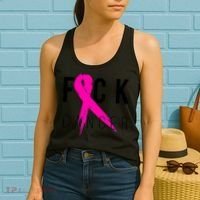 Fuck Cancer Breast Cancer Awareness Retro Distressed Women's Tank Top thumb 2