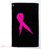 Fuck Cancer Breast Cancer Awareness Retro Distressed Golf Towel thumb 0