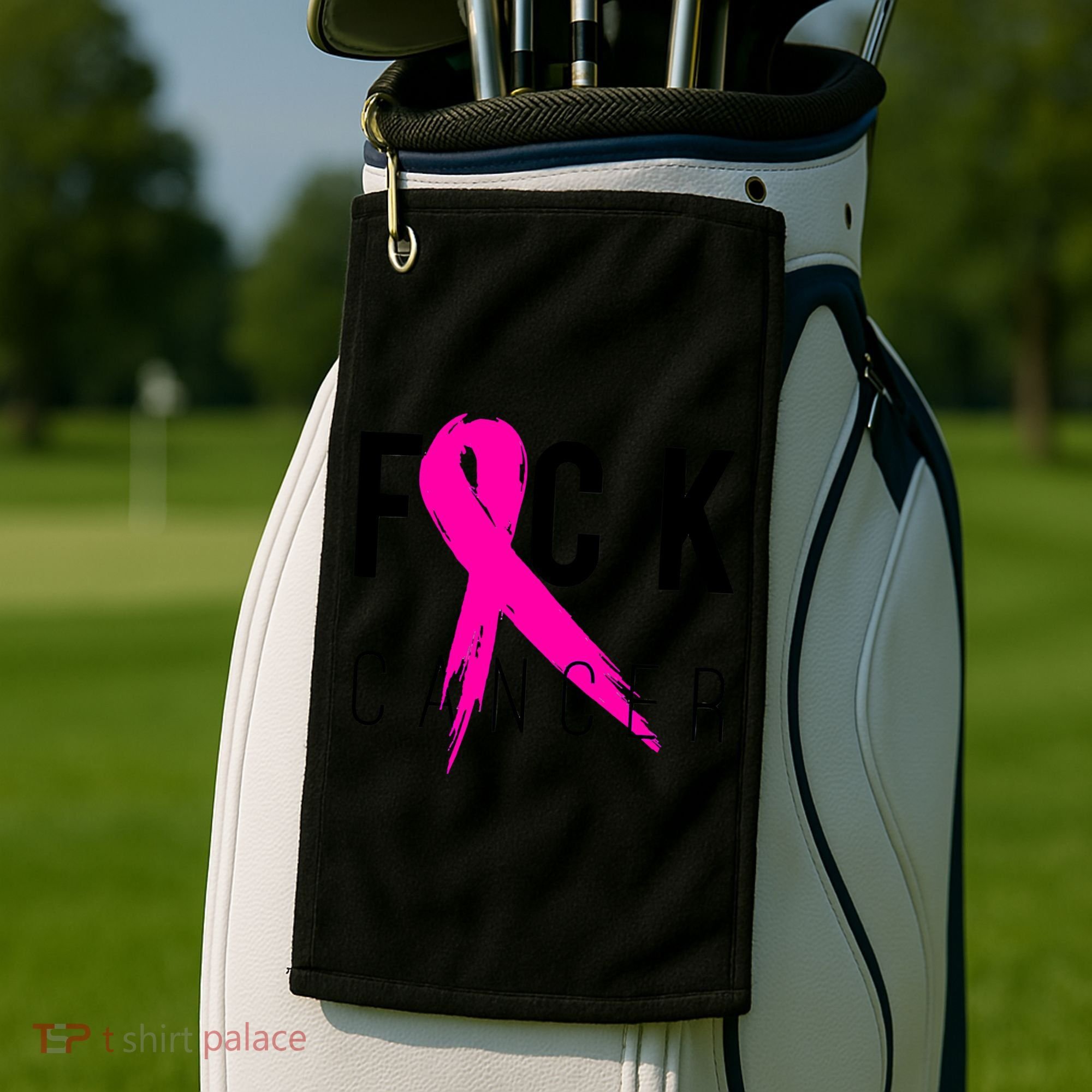 Fuck Cancer Breast Cancer Awareness Retro Distressed Golf Towel