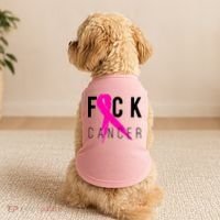 Fuck Cancer Breast Cancer Awareness Retro Distressed Doggie Tank thumb 2