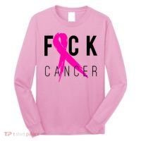 Fuck Cancer Breast Cancer Awareness Retro Distressed Long Sleeve Shirt thumb 0