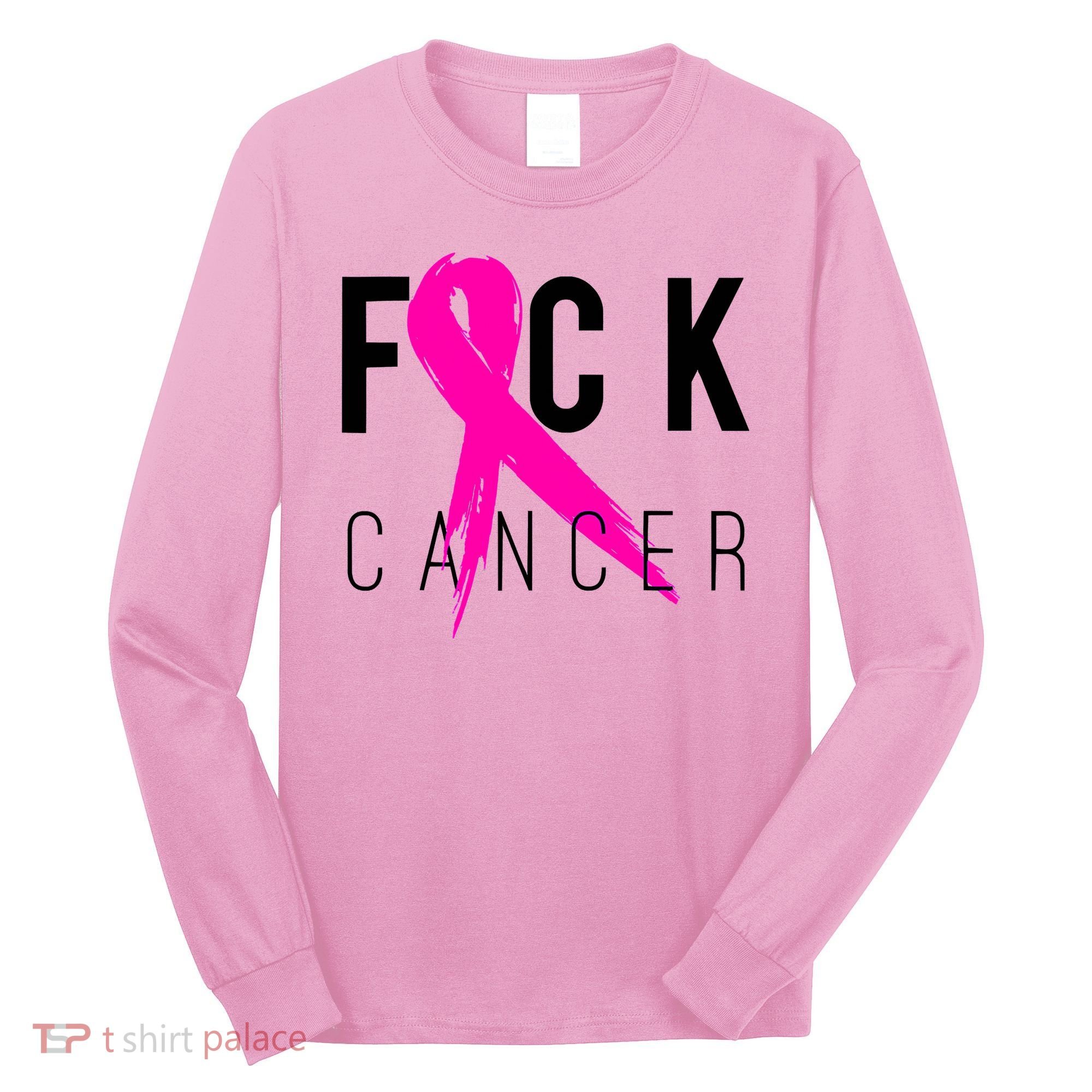 Fuck Cancer Breast Cancer Awareness Retro Distressed Long Sleeve Shirt