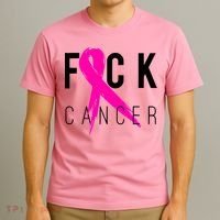 Fuck Cancer Breast Cancer Awareness Retro Distressed T-Shirt thumb 3