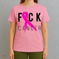 Fuck Cancer Breast Cancer Awareness Retro Distressed T-Shirt thumb 4