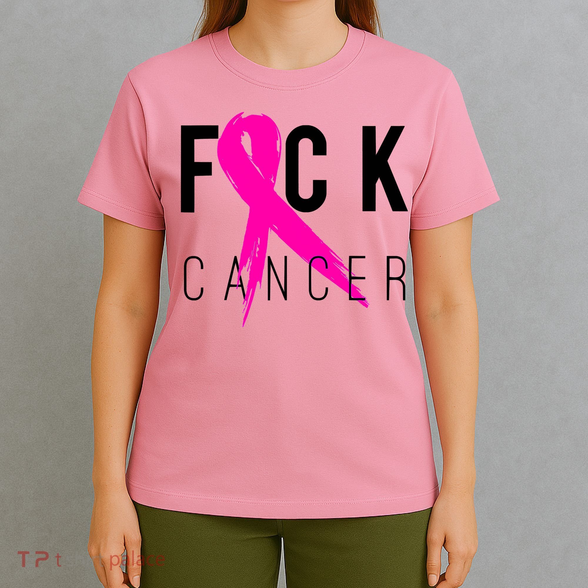 Fuck Cancer Breast Cancer Awareness Retro Distressed T-Shirt