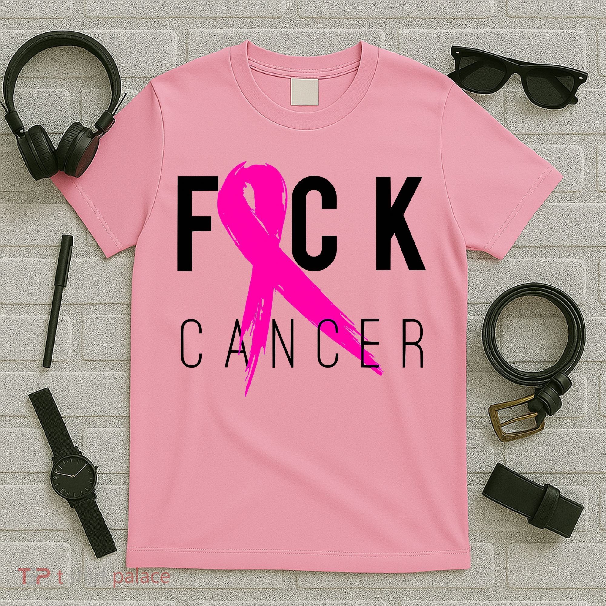 Fuck Cancer Breast Cancer Awareness Retro Distressed T-Shirt