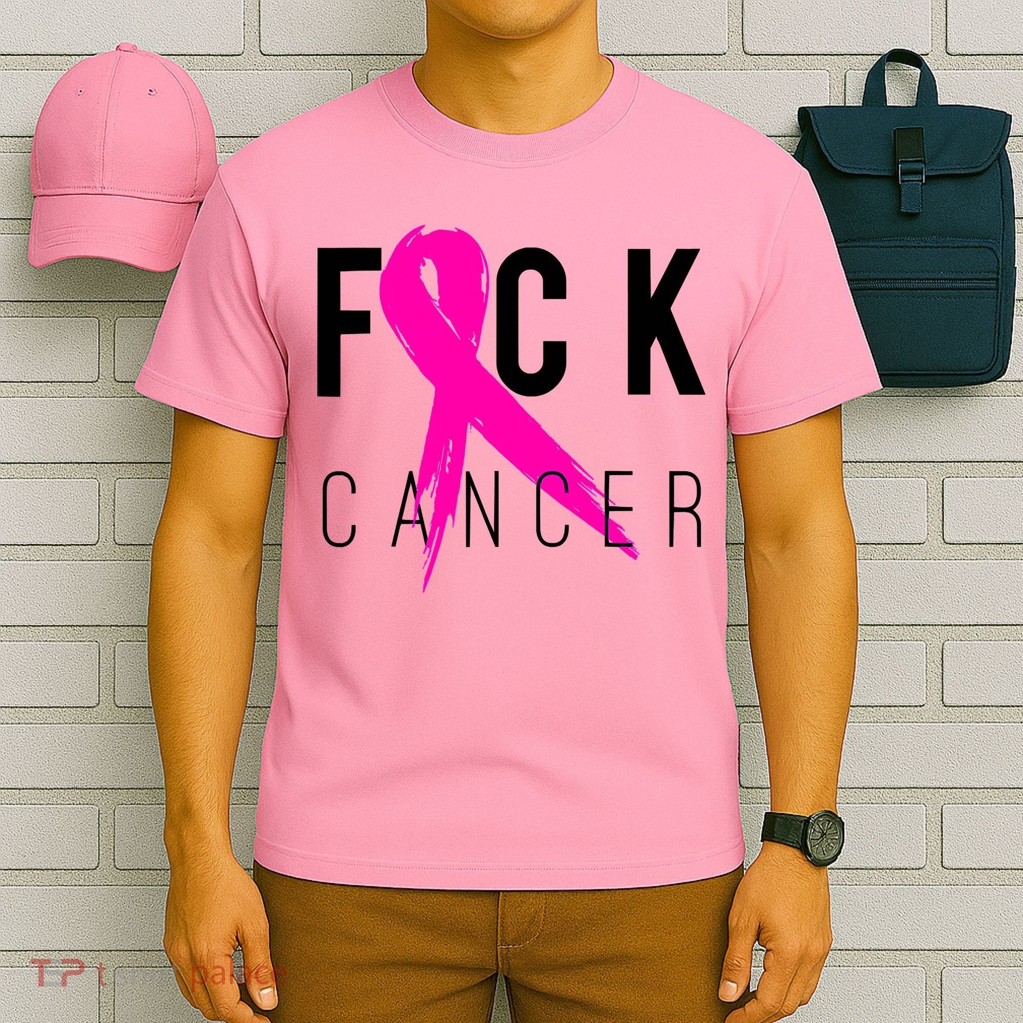 Fuck Cancer Breast Cancer Awareness Retro Distressed T-Shirt