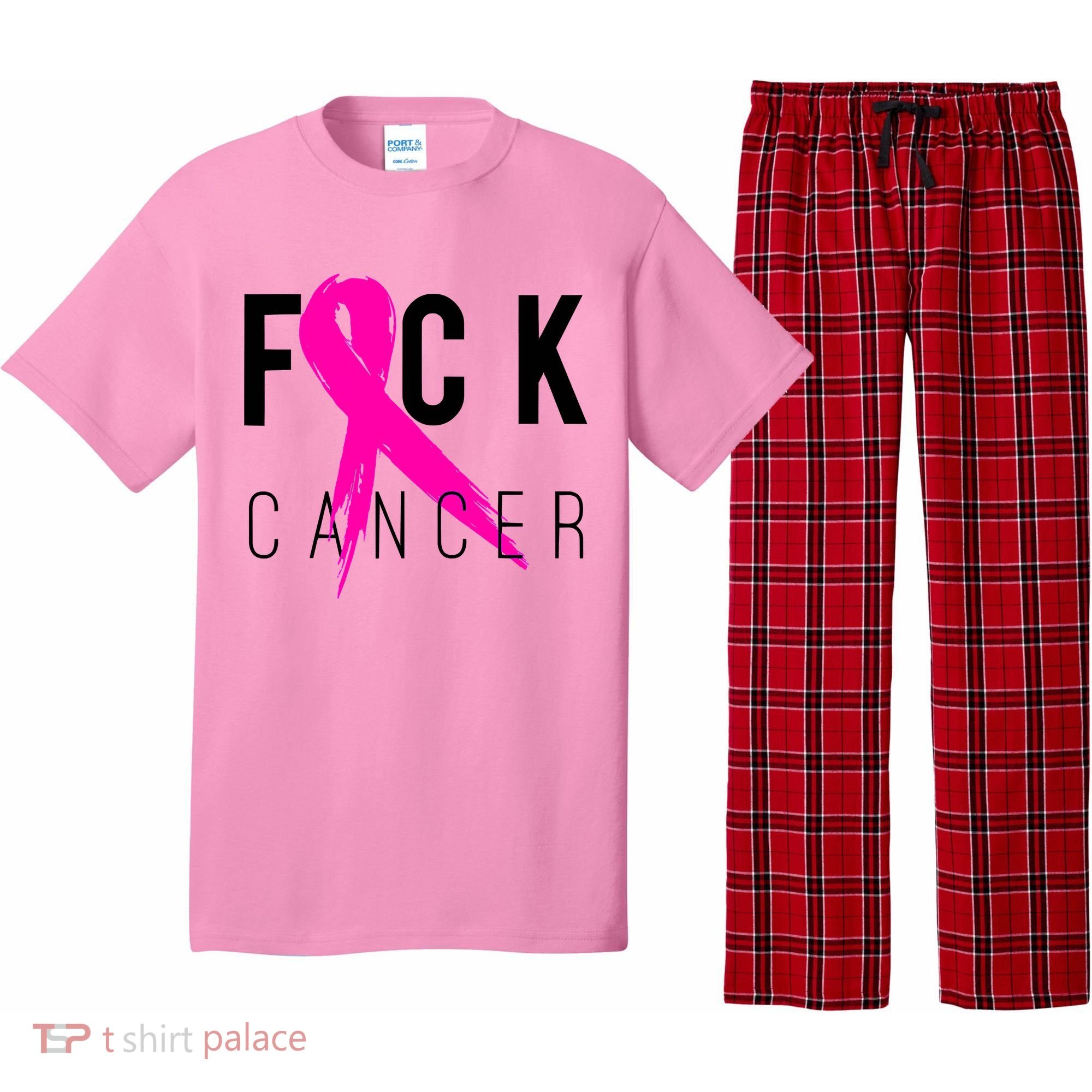 Fuck Cancer Breast Cancer Awareness Retro Distressed Pajama Set
