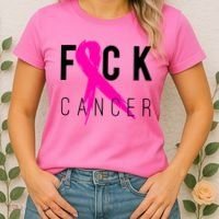 Fuck Cancer Breast Cancer Awareness Retro Distressed Women's T-Shirt thumb 2