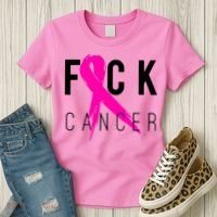 Fuck Cancer Breast Cancer Awareness Retro Distressed Women's T-Shirt thumb 3