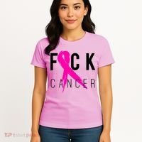 Fuck Cancer Breast Cancer Awareness Retro Distressed Women's T-Shirt thumb 4