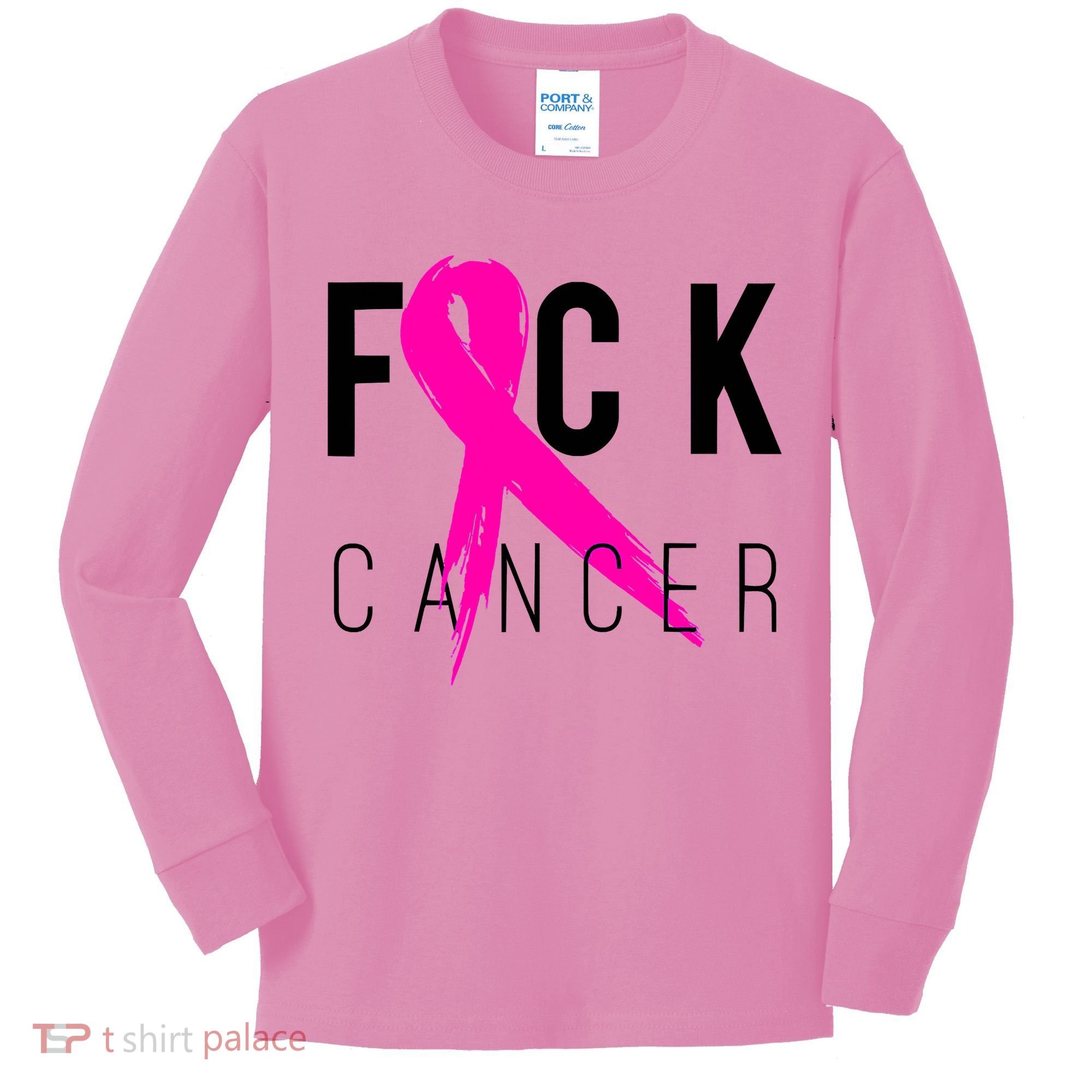Fuck Cancer Breast Cancer Awareness Retro Distressed Kids Long Sleeve Shirt