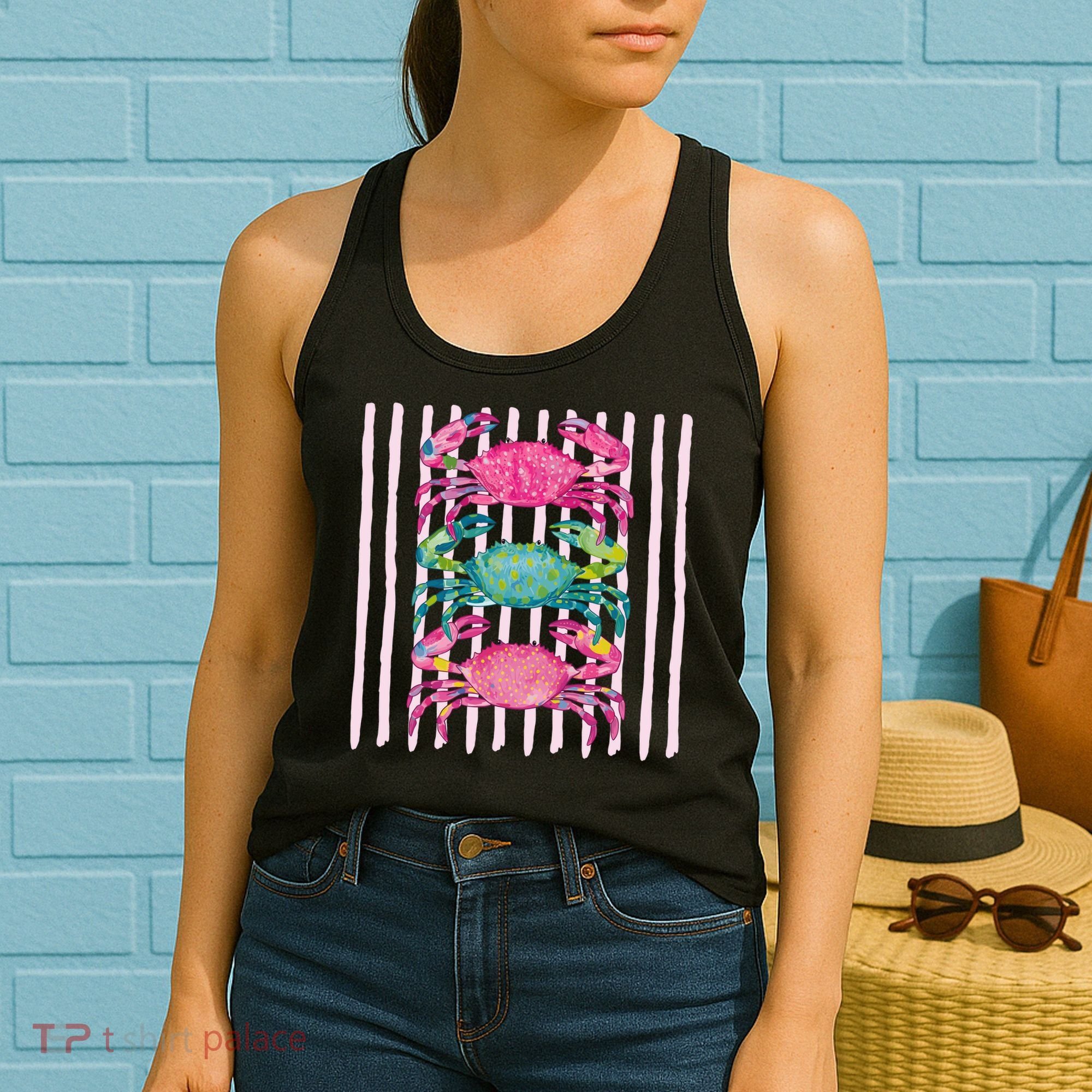 Funny Crab Beach Vibes Nautical Summer Vacation Gift Women's Tank Top