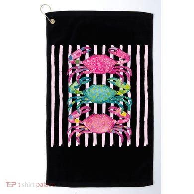 Funny Crab Beach Vibes Nautical Summer Vacation Gift Golf Towel