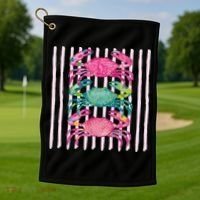 Funny Crab Beach Vibes Nautical Summer Vacation Gift Golf Towel thumb 1