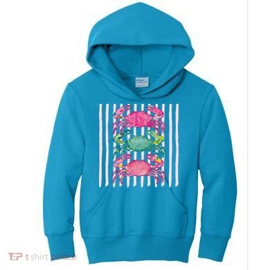 Funny Crab Beach Vibes Nautical Summer Vacation Gift Kids Hoodie