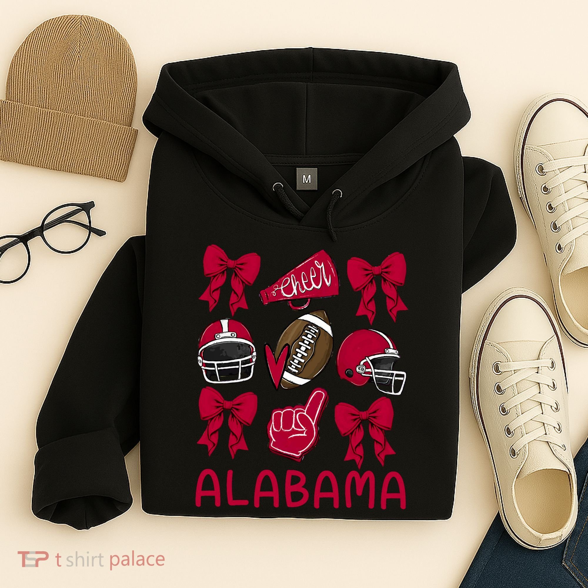 Football Coquette Bow Alabama Hoodie