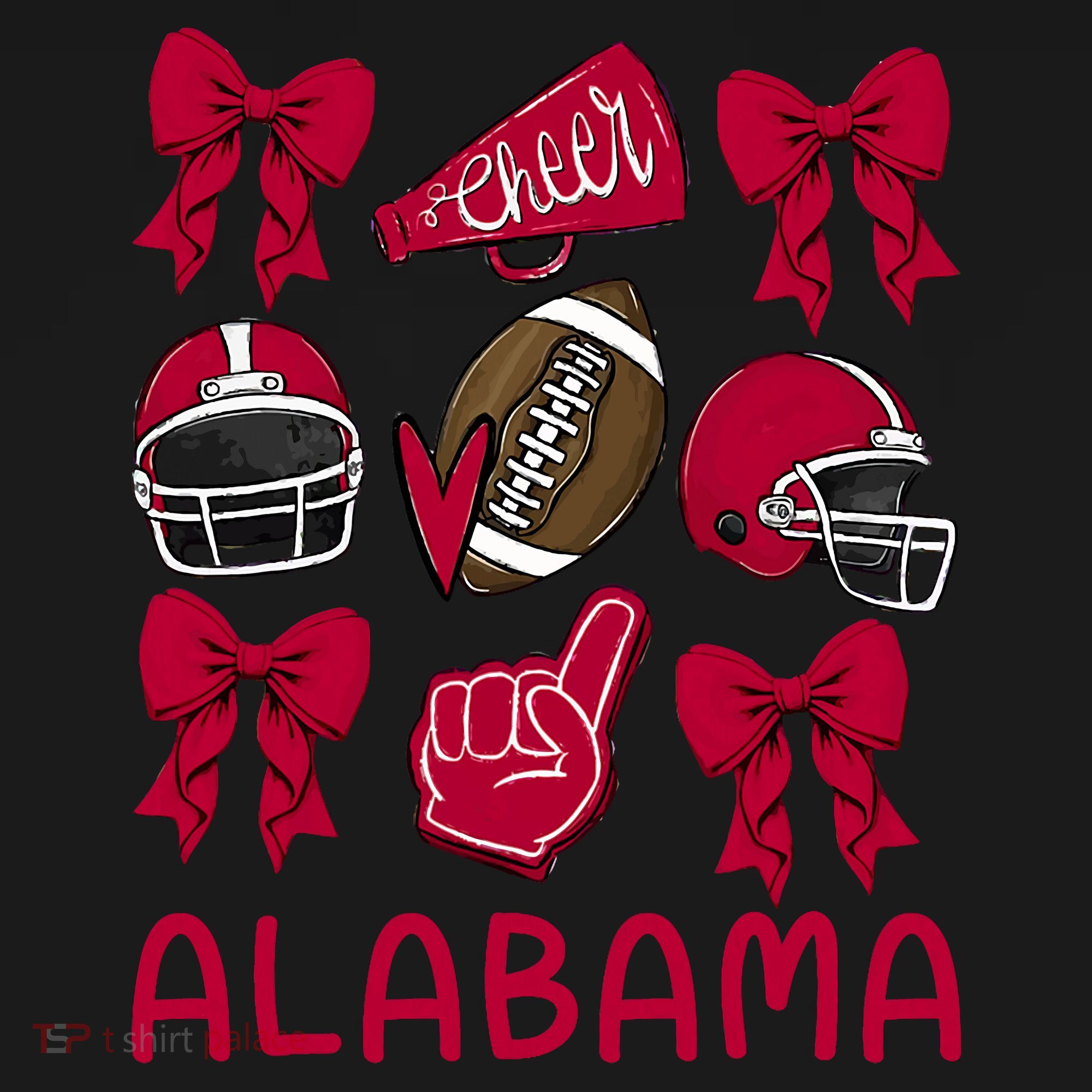 Football Coquette Bow Alabama Long Sleeve Shirt