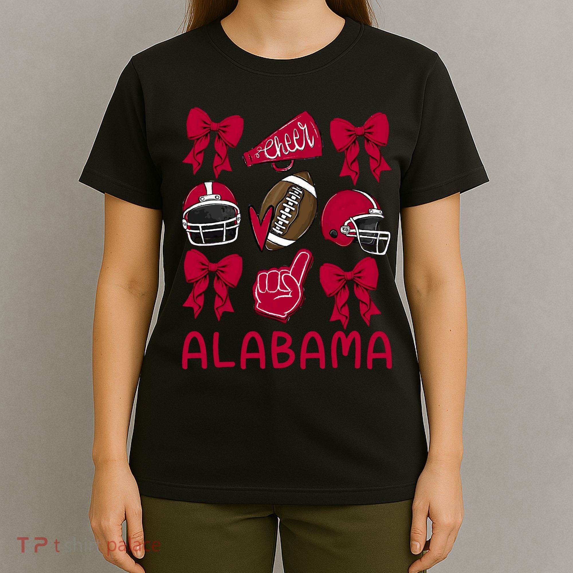 Football Coquette Bow Alabama T-Shirt