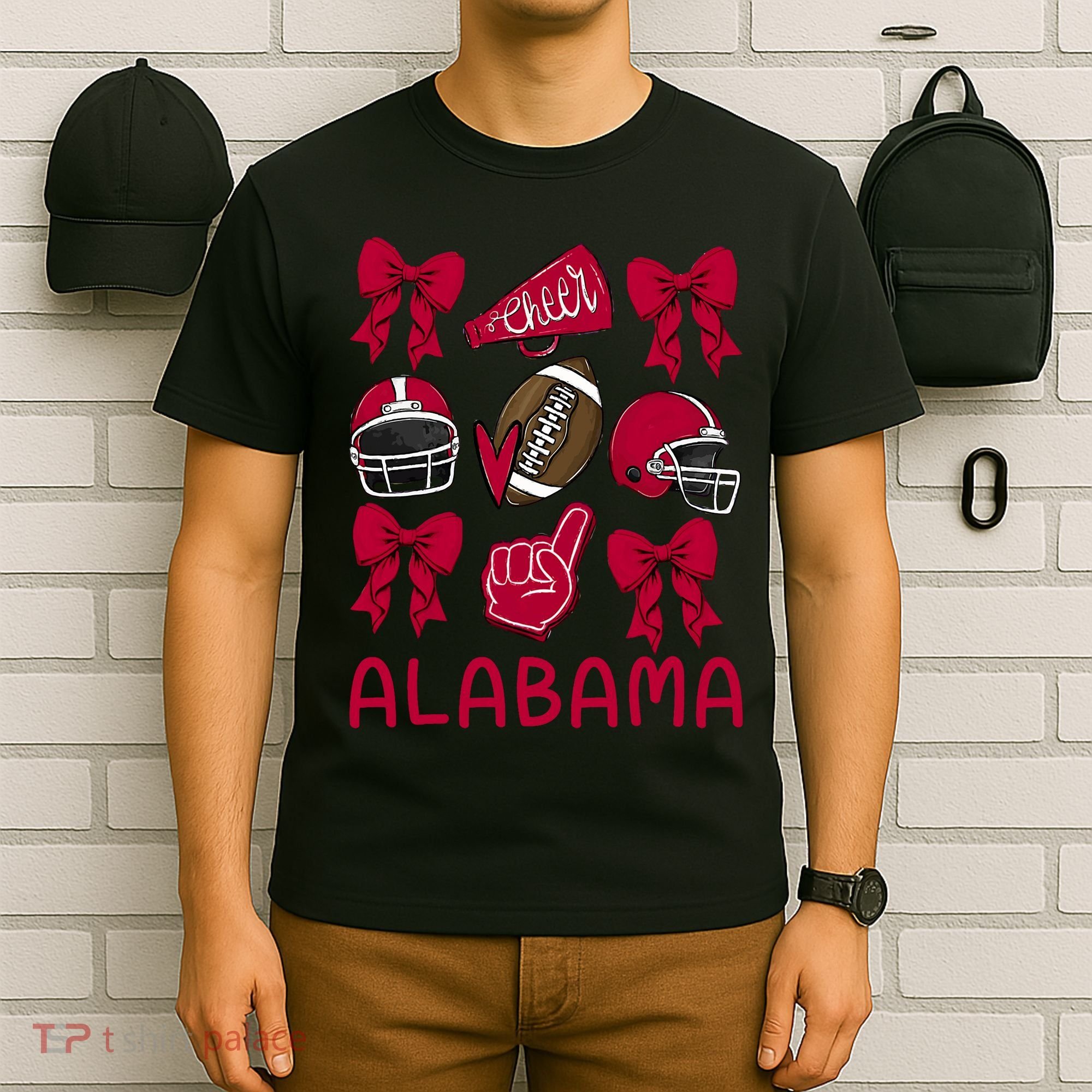 Football Coquette Bow Alabama T-Shirt