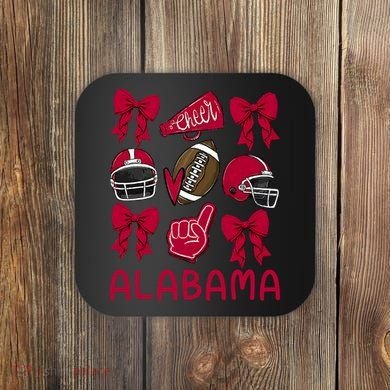 Football Coquette Bow Alabama Coaster