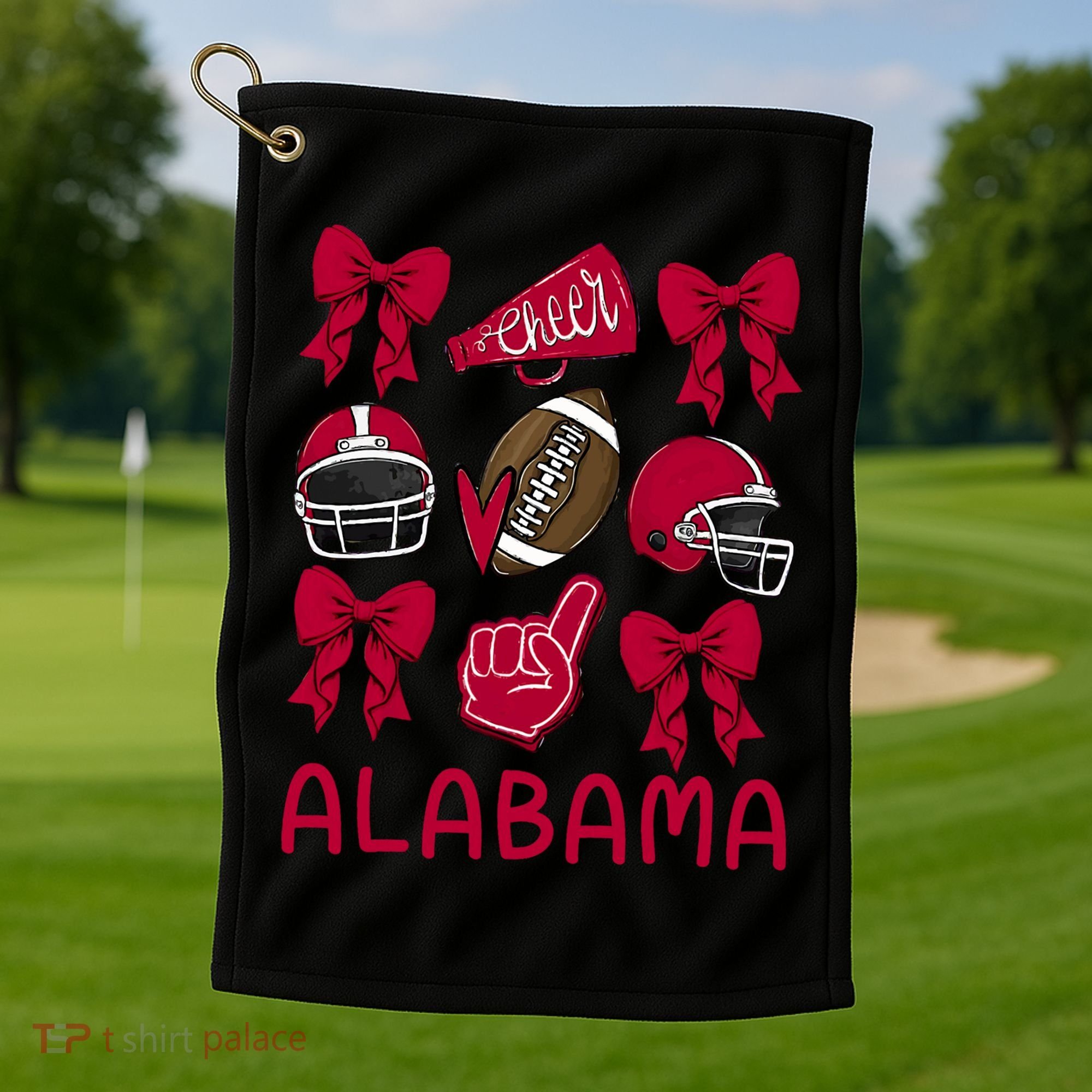 Football Coquette Bow Alabama Golf Towel