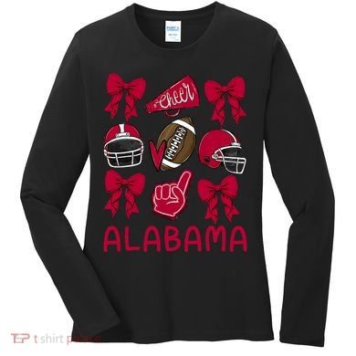 Football Coquette Bow Alabama Women's Long Sleeve Shirt