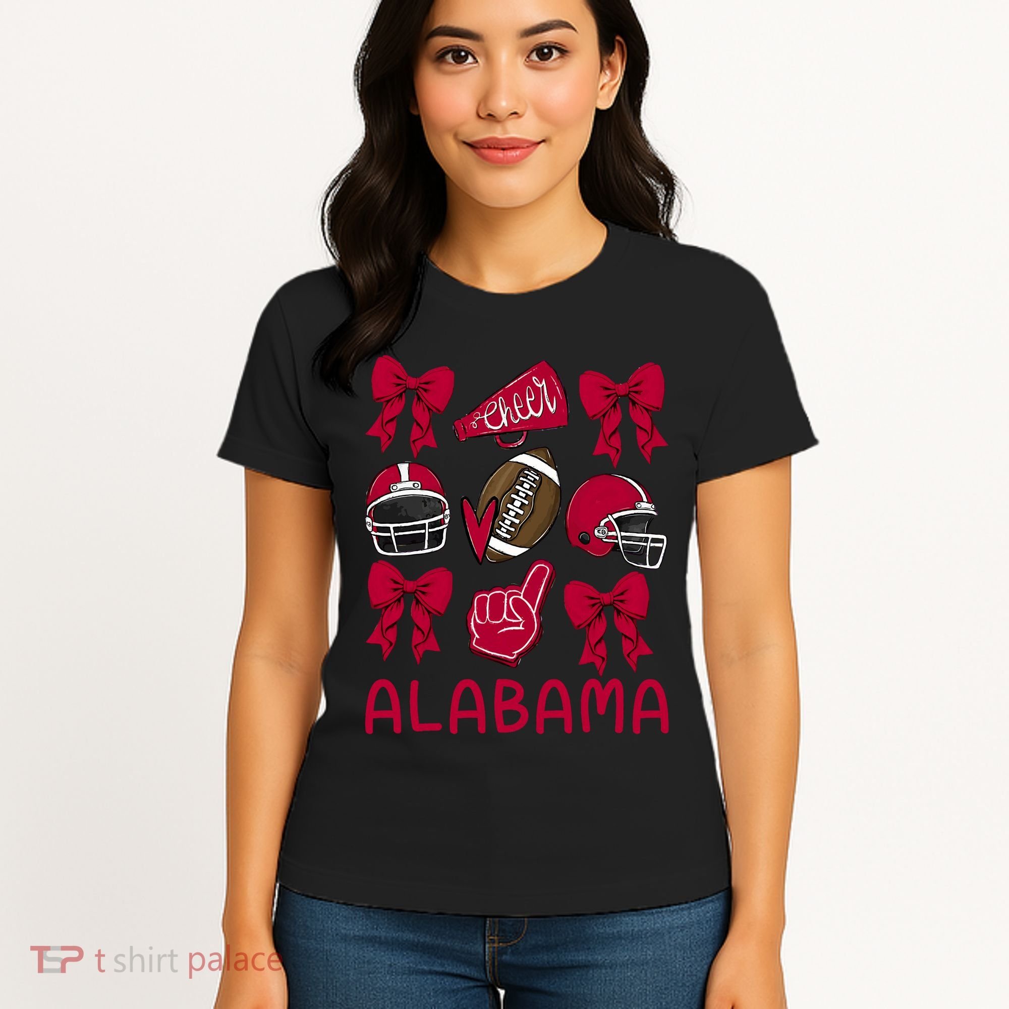 Football Coquette Bow Alabama Women's T-Shirt