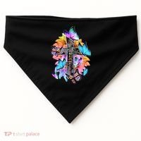 Faith Cross Butterfly With Flowers USA-Made Doggie Bandana thumb 0