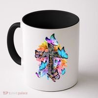 Faith Cross Butterfly With Flowers Coffee Mug thumb 0