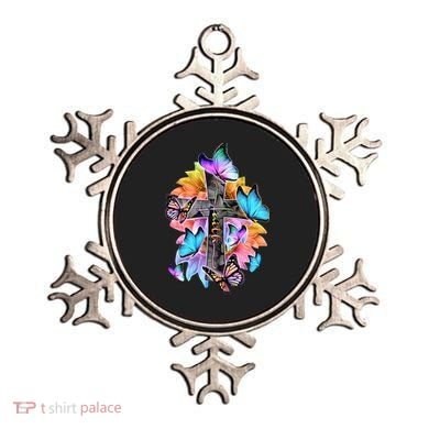 Faith Cross Butterfly With Flowers Ornament