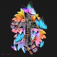 Faith Cross Butterfly With Flowers Women's Tank Top thumb 5