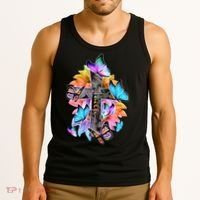 Faith Cross Butterfly With Flowers Tank Top thumb 3