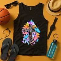 Faith Cross Butterfly With Flowers Tank Top thumb 4