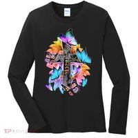 Faith Cross Butterfly With Flowers Women's Long Sleeve Shirt thumb 0
