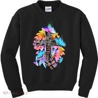 Faith Cross Butterfly With Flowers Kids Sweatshirt thumb 0